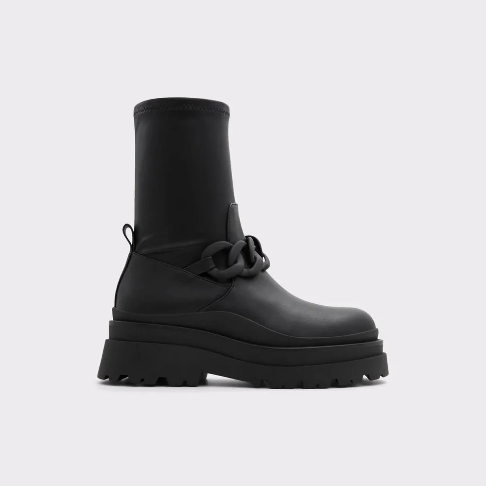 ALDO Grandiose Boots – Sleek Black Platform with Chain Detail - Picture 1 of 8